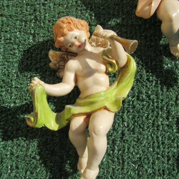 Set of 5 Vintage Fontanani Musical Instrument Playing Cherub Angels 5.5" Italy - Picture 5 of 10